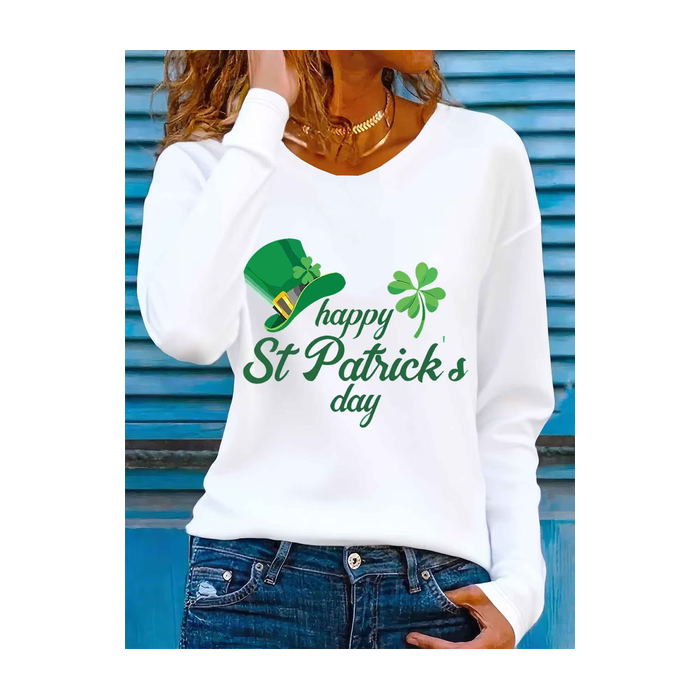 Women Text Letters Long Sleeve Tee T-shirt Crew Neck Printing Casual Graphic Tee Spring/Fall Top