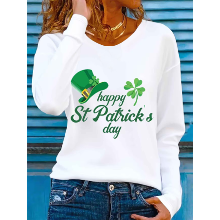 Women Text Letters Long Sleeve Tee T-shirt Crew Neck Printing Casual Graphic Tee Spring/Fall Top