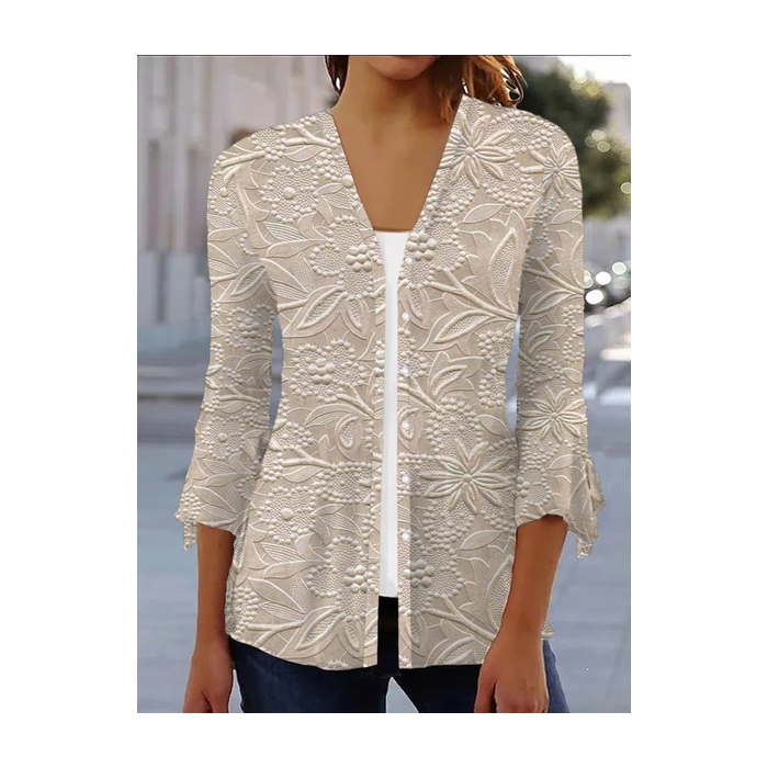 Women's Spring/Fall Cover-up Casual Floral Printing Lightweight Cardigan