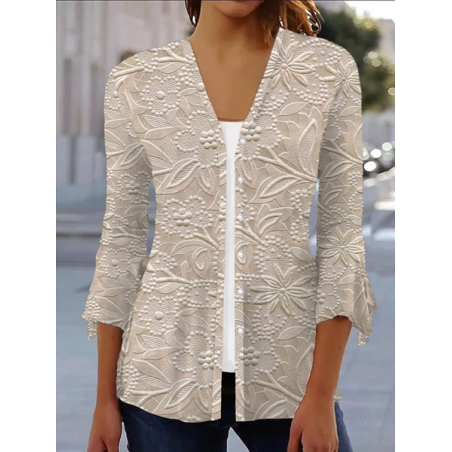 Women's Spring/Fall Cover-up Casual Floral Printing Lightweight Cardigan