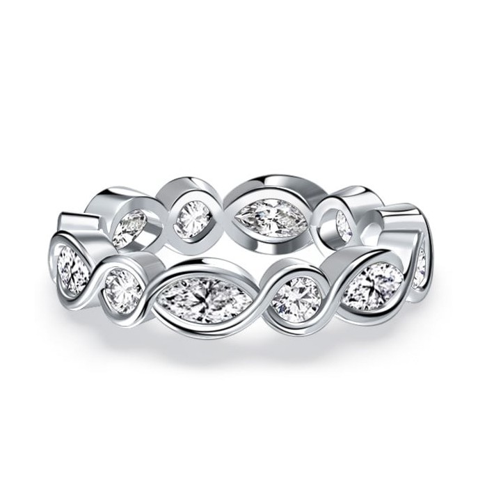 Italo Bezel Setting Marquise & Round Cut Eternity Wedding Band For Women