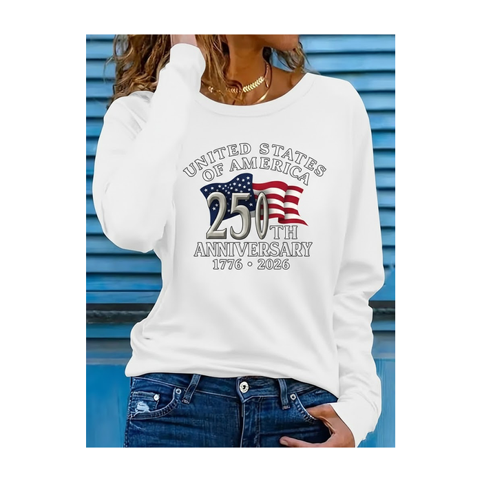 Women Text Letters Long Sleeve Tee T-shirt Crew Neck Printing Casual Graphic Tee Spring/Fall Top