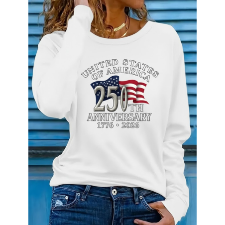 Women Text Letters Long Sleeve Tee T-shirt Crew Neck Printing Casual Graphic Tee Spring/Fall Top