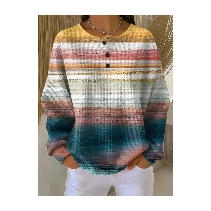 Women Abstract Crew Neck Printing Casual Spring/Fall Long Sleeve Sweatshirt