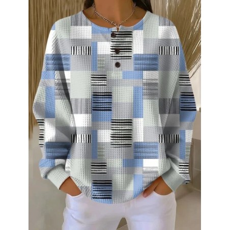 Women Abstract Crew Neck Printing Casual Spring/Fall Long Sleeve Sweatshirt