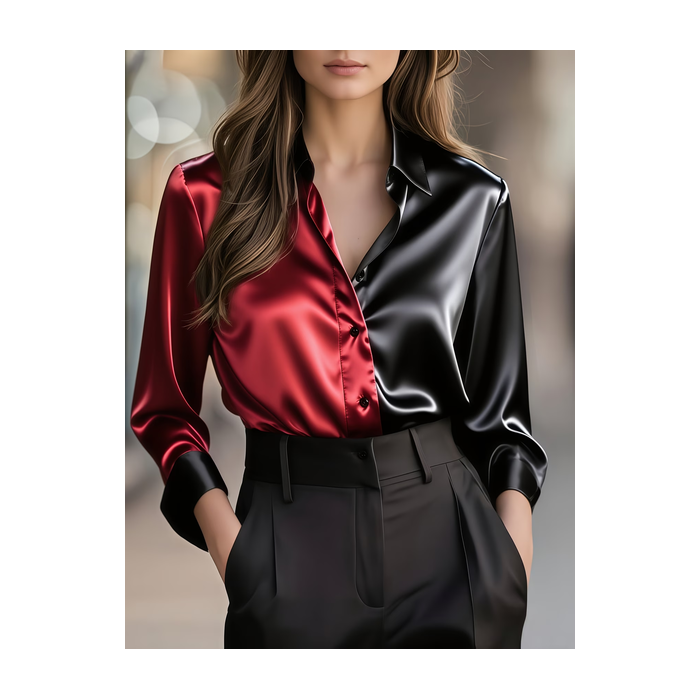 Women Plain Shawl Collar Long Sleeve Shirt Casual Daily Spring/Fall Top