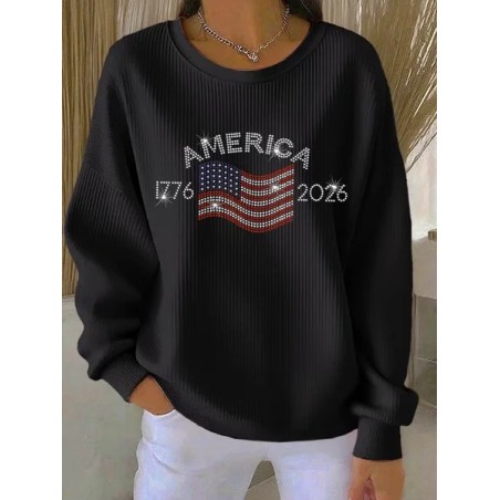 Women Text Letters Crew Neck Printing Casual Spring/Fall Long Sleeve Sweatshirt