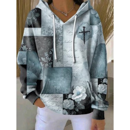 Women Floral Printing Long Sleeve Casual Daily Spring/Fall Hoodie