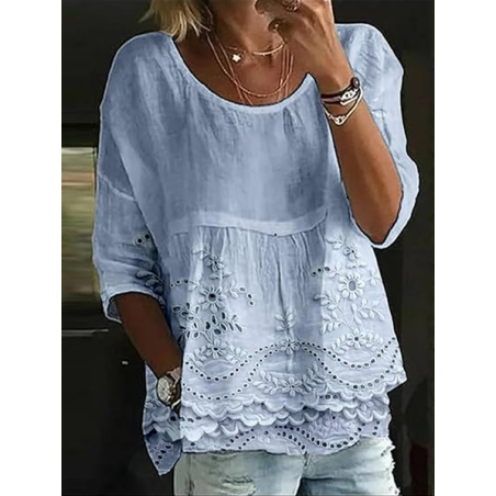 Women Floral Half Sleeve Shirt Summer Printing Crew Neck Daily Casual Top