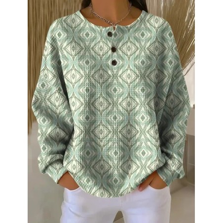 Women Abstract Crew Neck Printing Casual Spring/Fall Long Sleeve Sweatshirt