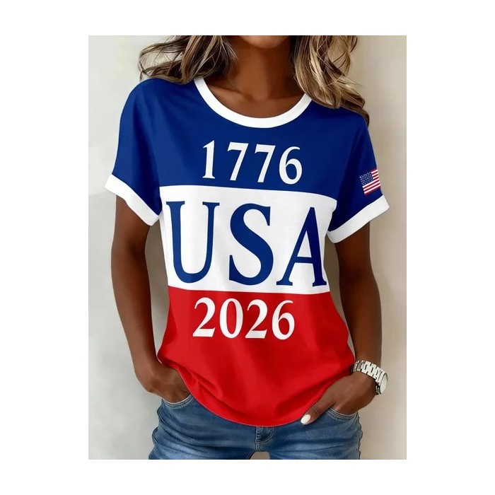Women Text Letters Short Sleeve Tee T-shirt Crew Neck Printing Casual Graphic Tee Summer Top