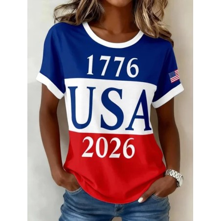 Women Text Letters Short Sleeve Tee T-shirt Crew Neck Printing Casual Graphic Tee Summer Top