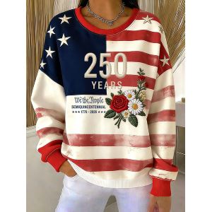 Women Floral Crew Neck Printing Casual Spring/Fall Long Sleeve Sweatshirt