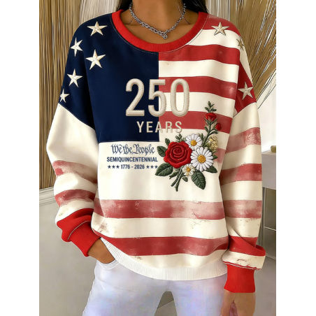 Women Floral Crew Neck Printing Casual Spring/Fall Long Sleeve Sweatshirt