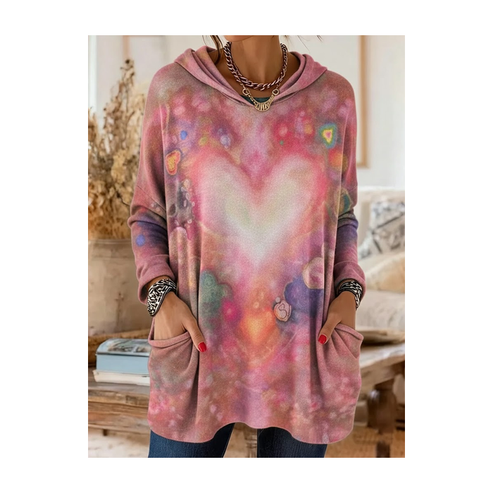 Women Heart/Cordate Printing Long Sleeve Vintage Daily Spring/Fall Hoodie