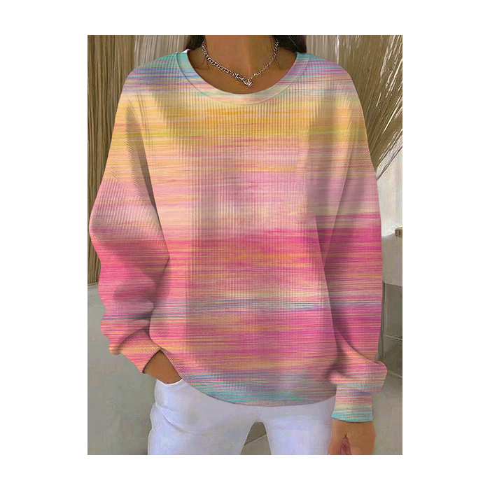 Women Abstract Crew Neck Printing Casual Spring/Fall Long Sleeve Sweatshirt