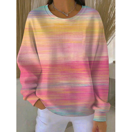 Women Abstract Crew Neck Printing Casual Spring/Fall Long Sleeve Sweatshirt