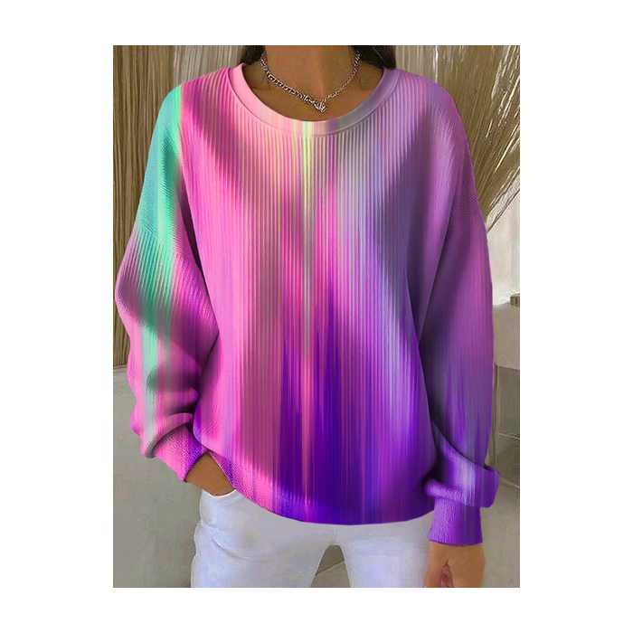 Women Abstract Crew Neck Printing Casual Spring/Fall Long Sleeve Sweatshirt