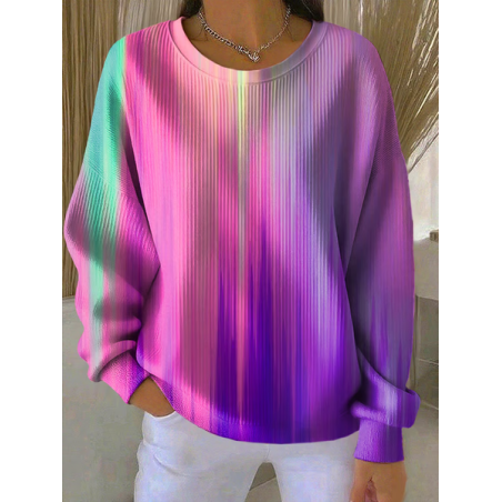 Women Abstract Crew Neck Printing Casual Spring/Fall Long Sleeve Sweatshirt