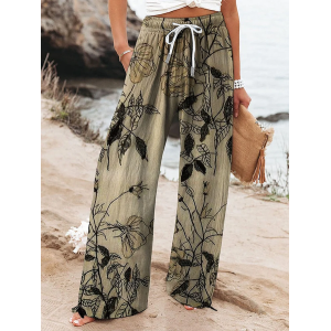 Women Floral Long Pant Casual Spring/Fall Trousers
