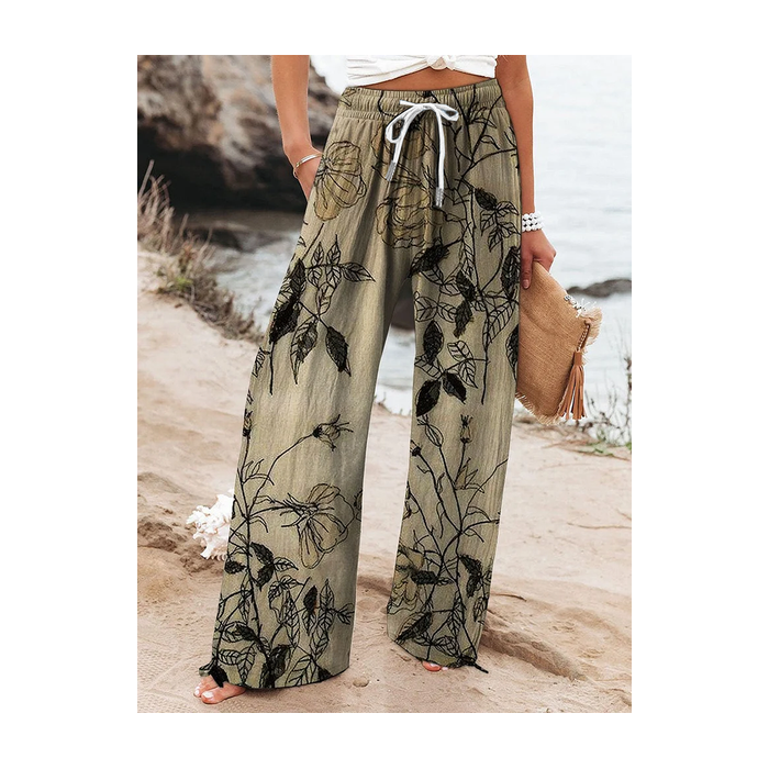 Women Floral Long Pant Casual Spring/Fall Trousers