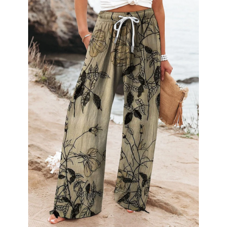 Women Floral Long Pant Casual Spring/Fall Trousers