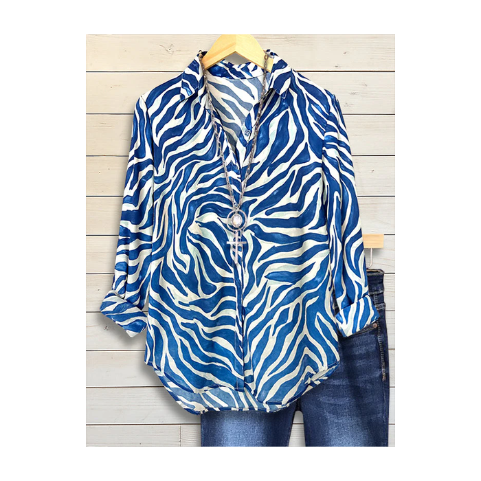 Women Abstract Shirt Collar Long Sleeve Shirt Buckle Regular Sleeve Casual Daily Spring/Fall Top