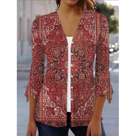 Women's Spring/Fall Outerwear Casual Ethnic Jersey Shawl Jacket