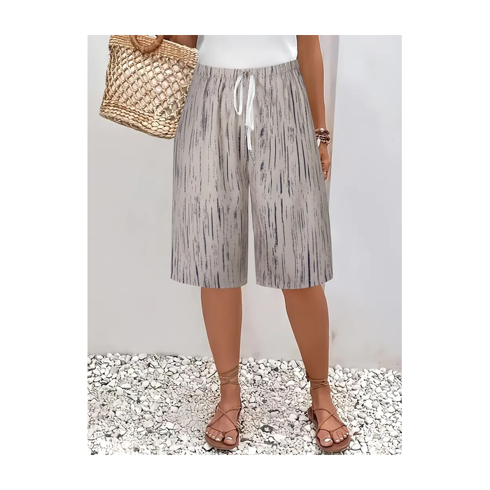 Women Striped Fifth Pants Pant Casual Summer Trousers