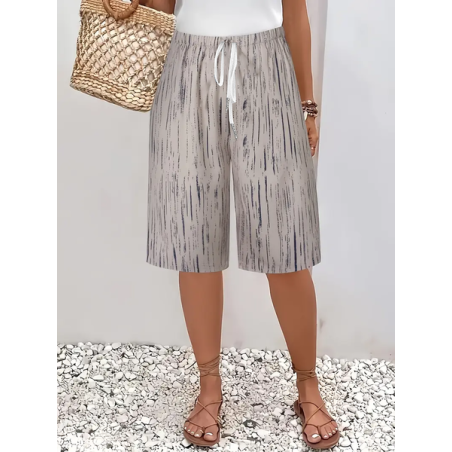 Women Striped Fifth Pants Pant Casual Summer Trousers