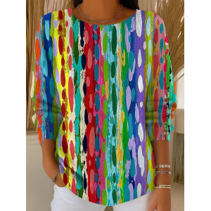 Women Abstract Printing Casual Long Sleeve Crew Neck Spring/Fall Sweater