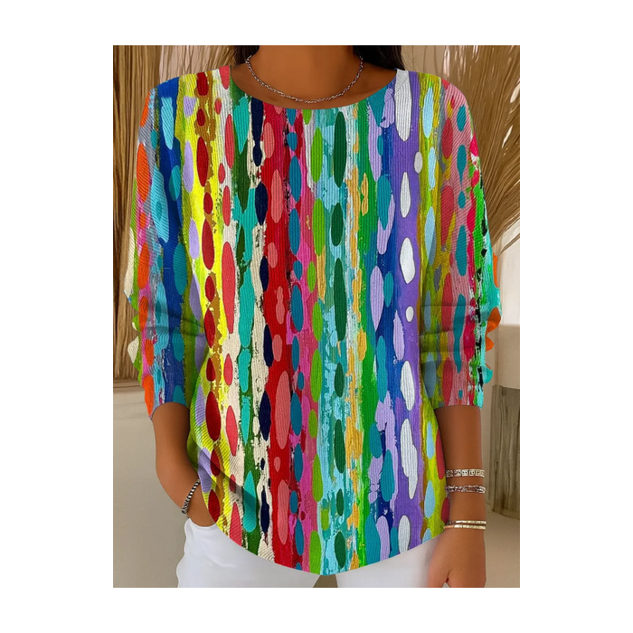 Women Abstract Printing Casual Long Sleeve Crew Neck Spring/Fall Sweater