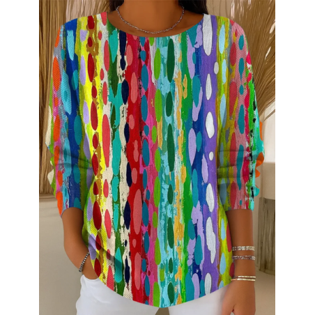 Women Abstract Printing Casual Long Sleeve Crew Neck Spring/Fall Sweater