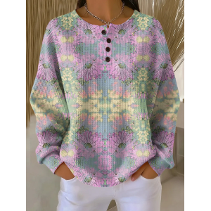 Women Floral Crew Neck Printing Casual Spring/Fall Long Sleeve Sweatshirt