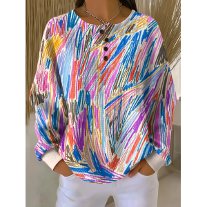 Women Abstract Crew Neck Printing Casual Spring/Fall Long Sleeve Sweatshirt