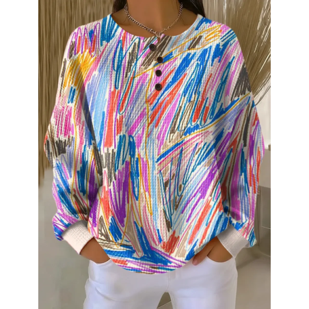 Women Abstract Crew Neck Printing Casual Spring/Fall Long Sleeve Sweatshirt