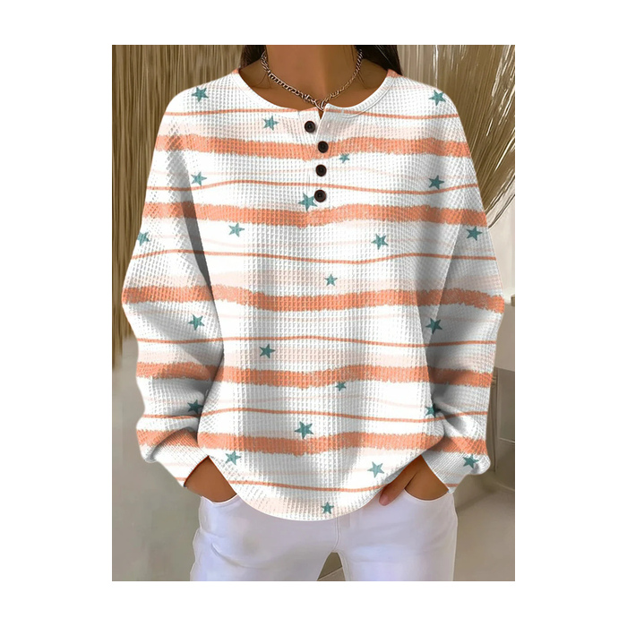 Women Star Crew Neck Printing Casual Spring/Fall Long Sleeve Sweatshirt