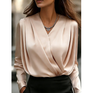 Women Plain Long Sleeve Shirt Elegant Daily Spring/Fall Top
