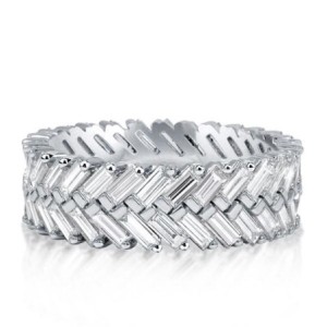 Double Row Baguette Eternity Wedding Band