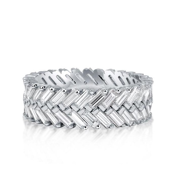 Double Row Baguette Eternity Wedding Band
