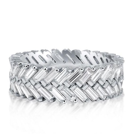 Double Row Baguette Eternity Wedding Band