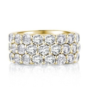 Italo Golden Triple Row Created White Sapphire Wedding Band