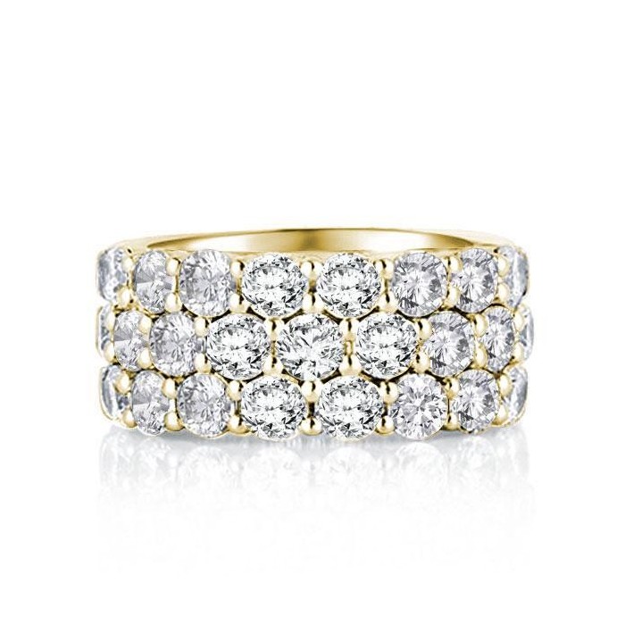 Italo Golden Triple Row Created White Sapphire Wedding Band