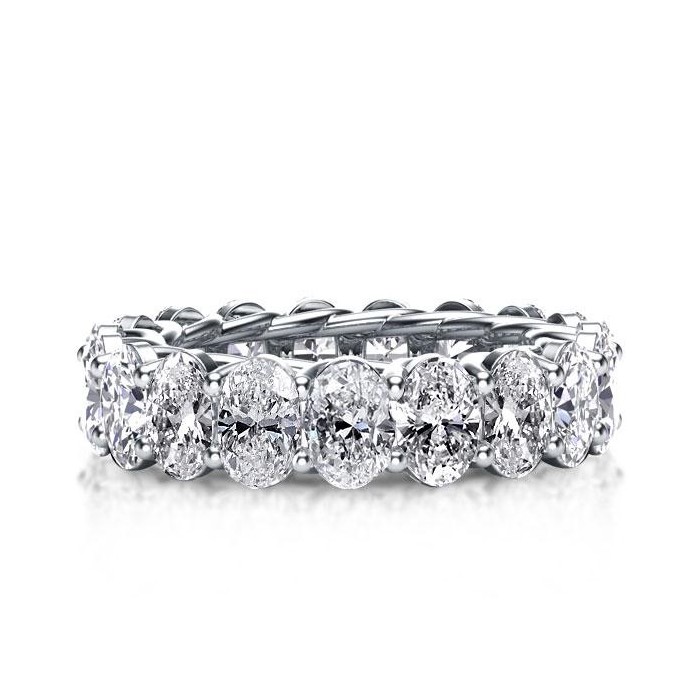 Italo Oval Cut Band Ring Eternity Wedding Band For Women