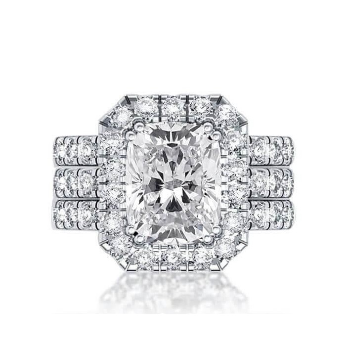 Italo Classic Halo Created White Sapphire 3PC Wedding Set