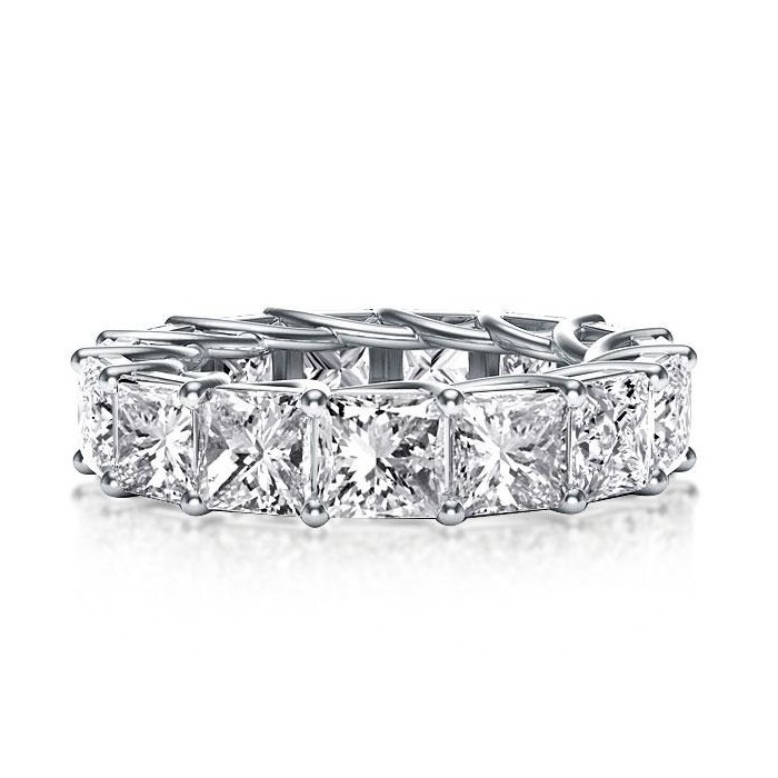Princess Cut Eternity Wedding Band In Sterling Silver Ring
