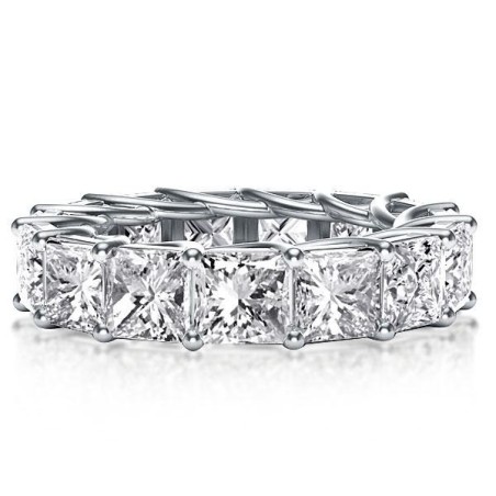 Princess Cut Eternity Wedding Band In Sterling Silver Ring