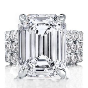 Italo Created White Sapphire Engagement Ring Set Emerald Cut Cocktail Ring Set 3pc Wedding Set