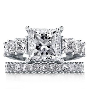 Italo Classic Eternity Created White Sapphire Bridal Set