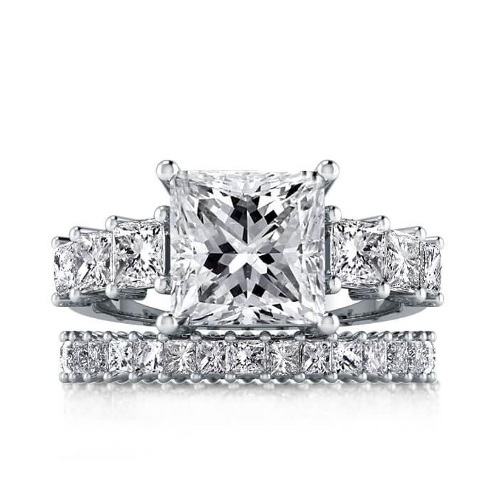 Italo Classic Eternity Created White Sapphire Bridal Set